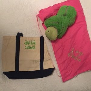 Delta zeta bid day tote, blanket, pillow pet